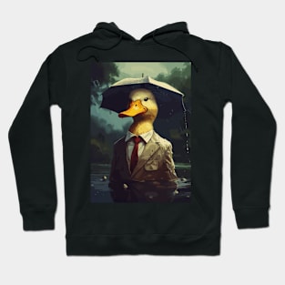 It's Raining Duck With Umbrella Realistic Hoodie